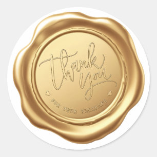 Elegante Gold Imitats Wax Siegel "Danke für Ihre A Runder Aufkleber