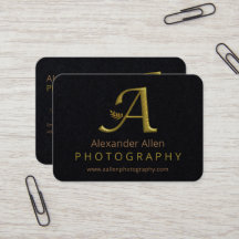Elegante Gold Initial Letter A Logo Business Card