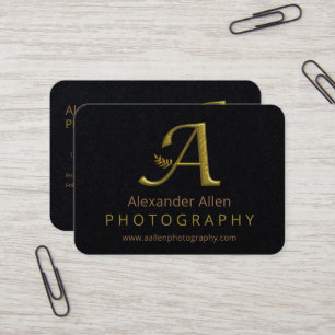 Elegante Gold Initial Letter A Logo Business Card Visitenkarte