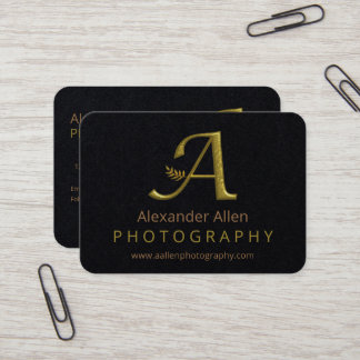 Elegante Gold Initial Letter A Logo Business Card Visitenkarte