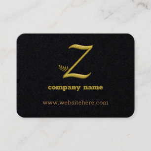Elegante Gold Initial Letter Z Logo Business Card Visitenkarte