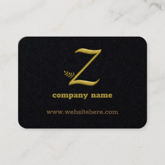 Elegante Gold Initial Letter Z Logo Business Card Visitenkarte