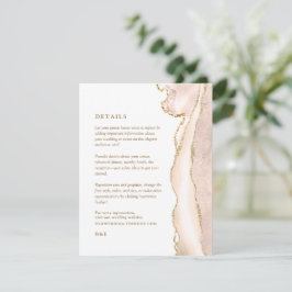 Elegante Gold Ivory Agate Wedding Details Begleitkarte