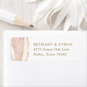 Elegante Gold Ivory Agate Wedding Rücksendeadresse