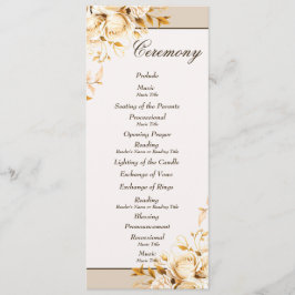 Elegante Gold & Ivory Blumenzeremonie Hochzeit Par Programm