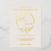 Elegante Gold Ivory Wedding Foil Einladung