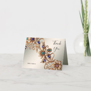 Elegante Gold Jewel Blume Danke Karte
