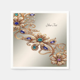 Elegante Gold Jewel Blume Napkins Serviette
