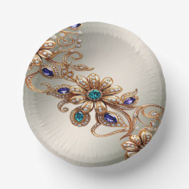 Elegante Gold Jewel Blume Pappteller