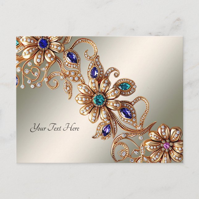 Elegante Gold Jewel Blume Postkarte (Vorderseite)