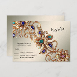 Elegante Gold Jewel Blume RSVP Card