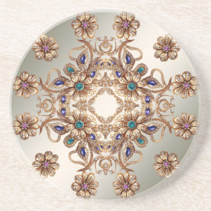 Elegante Gold Jewel Blume Sandstone Untersetzer
