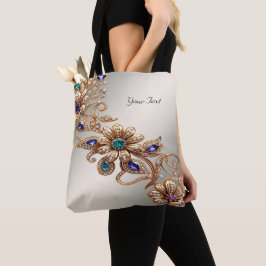 Elegante Gold Jewel Blume Tote Bag