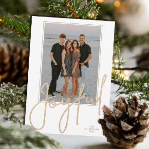 Elegante Gold JOYFUL Schrift Foto Weihnachten