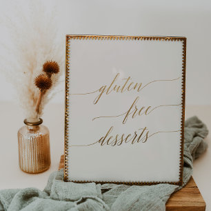 Elegante Gold-Kalligrafie Elfenbein Glutenfreie Na Poster
