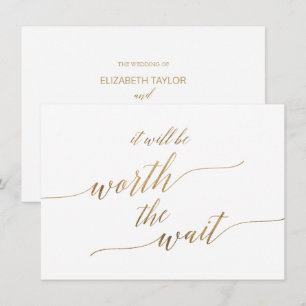 Elegante Gold-Kalligrafie es lohnt sich zu warten Einladung