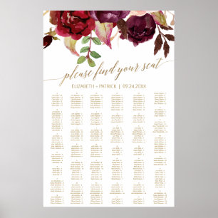 Elegante Gold-Kalligrafie Große Seating-Chart Poster