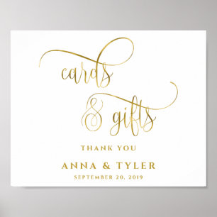 Elegante Gold-Kalligrafie-Karten und Geschenke Poster