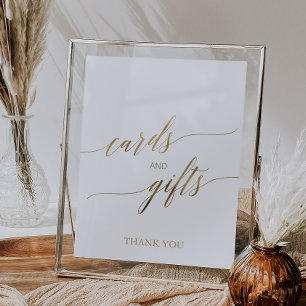 Elegante Gold-Kalligrafie-Karten und Geschenke-Sch Poster
