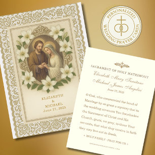 Elegante Gold Katholic Wedding Prayer Card