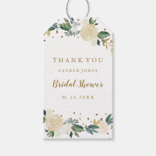 Elegante Gold-Konfetti-Blumen-Hochzeitsshower-Tags Geschenkanhänger