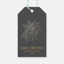 Elegante Gold Kontur Poinsettia im dunklen Hinterg Geschenkanhänger