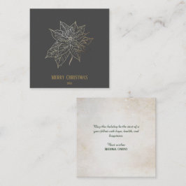 Elegante Gold Kontur Poinsettia im dunklen Hinterg Quadratische Visitenkarte