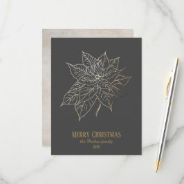 Elegante Gold Kontur Poinsettia im dunklen Hinterg RSVP Karte