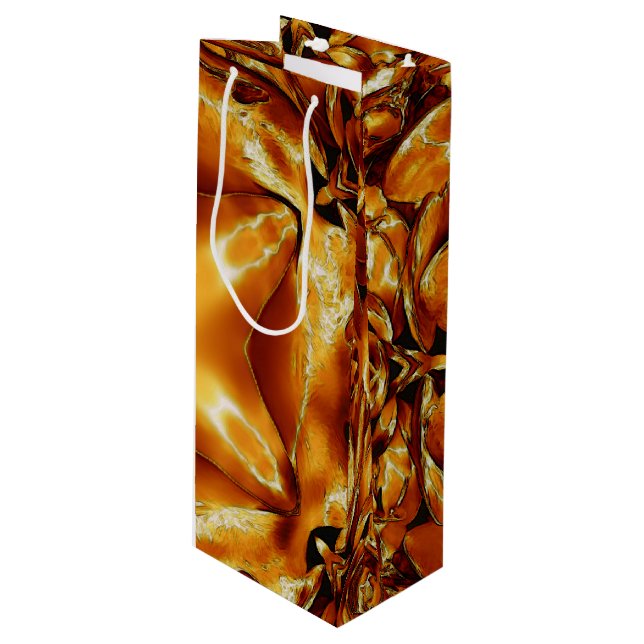 Elegante Gold Kupfer Weihnachts-Star Chic-Geschenk Geschenktüte Für Weinflaschen (Vorderseite Schrägansicht)