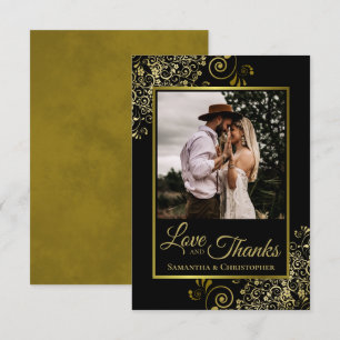 Elegante Gold Lace & Black Liebe & Danke Hochzeit