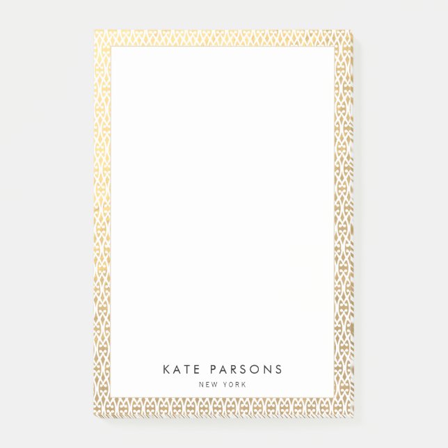 Elegante Gold Lattice Border Post-it Klebezettel (Vorderseite)