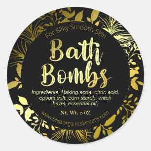 Elegante Gold Leaf Branches Fizzy Bath Bomb Runder Aufkleber