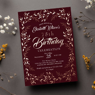 Elegante Gold Leaf Geburtstagsfeier Folieneinladung
