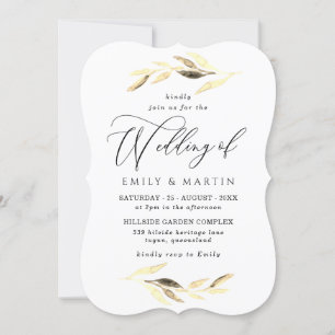Elegante Gold Leaf Spring Hochzeit im Herbst Einladung