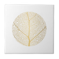 Elegante Gold Leaf Tree Circle Keramik Tile