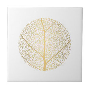 Elegante Gold Leaf Tree Circle Keramik Tile Fliese