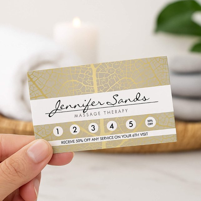 Elegante Gold Leaf Tree Muster Tree Loyalty Card Visitenkarte (Von Creator hochgeladen)
