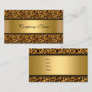 Elegante Gold Leopard Animal Print Visitenkarte