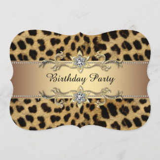 Elegante Gold Leopard Geburtstagsparty Einladung