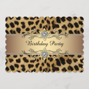 Elegante Gold Leopard Geburtstagsparty Einladung