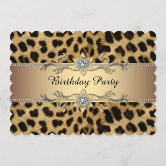 Elegante Gold Leopard Geburtstagsparty Einladung