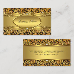 Elegante Gold Leopard Print Business Card Visitenkarte