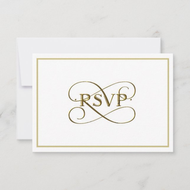 Elegante Gold Letters RSVP Cards Karte (Vorderseite)