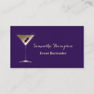 Elegante Gold Lila Event Barkeeper Business Card Visitenkarte