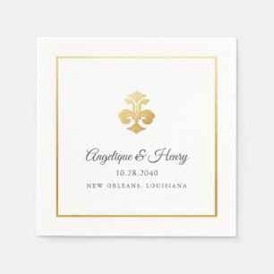 Elegante Gold Lilie Personalisiert Wedding Serviette