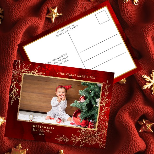 Elegante Gold Line Gezeichnet Weihnachten Botanisc (Von Creator hochgeladen)