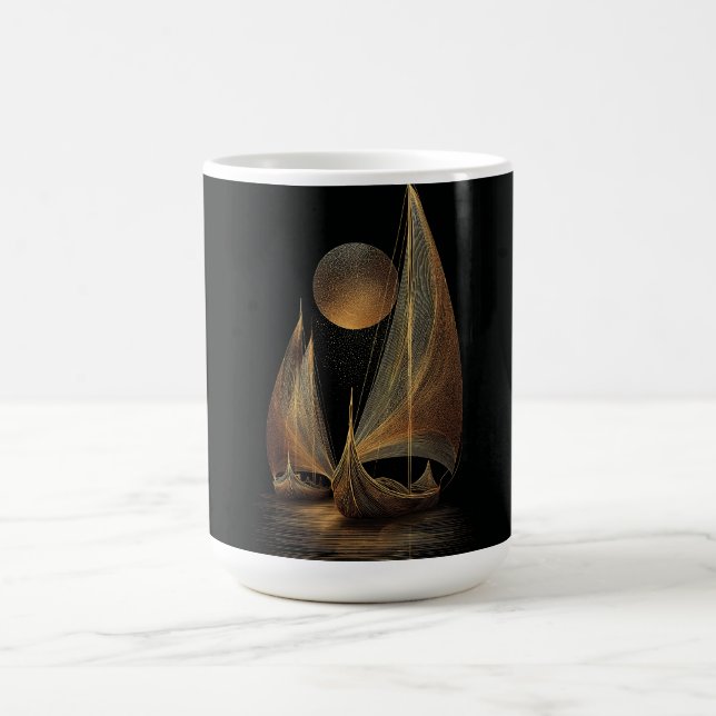 Elegante Gold Line Kunst, Dichtung und Musik Kaffeetasse (Mittel)