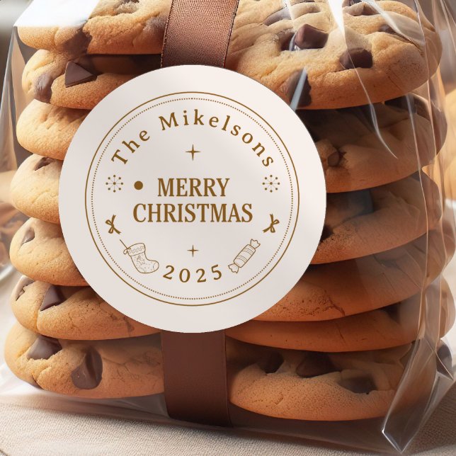 Elegante Gold Line Runder Aufkleber (Von Creator hochgeladen)