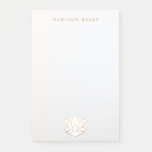 Elegante Gold Lined White Lotus Blume Post-it Klebezettel