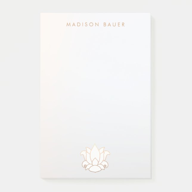 Elegante Gold Lined White Lotus Blume Post-it Klebezettel (Vorderseite)